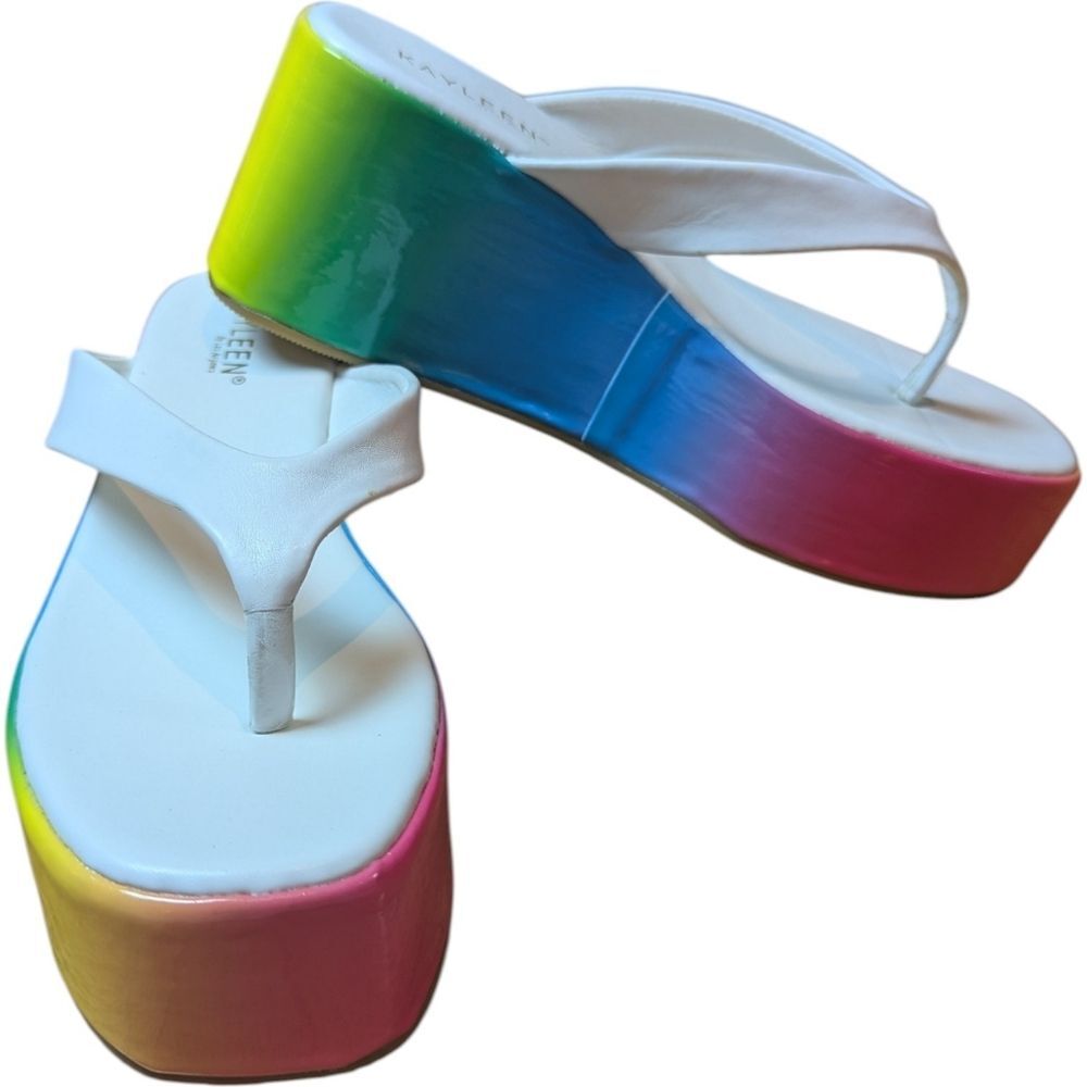 Rainbow Platform Sandals In Size 9